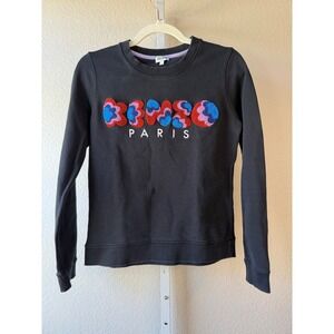 Kenzo Paris Mens Small Black Boucle Floral Logo Cotton Sweatshirt F661SW830951